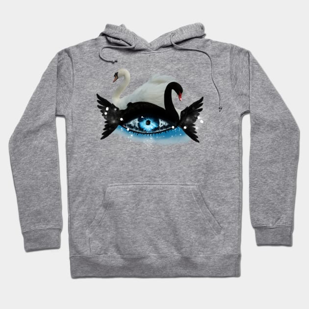 Fantasy eye with swan in black and white Hoodie by Nicky2342